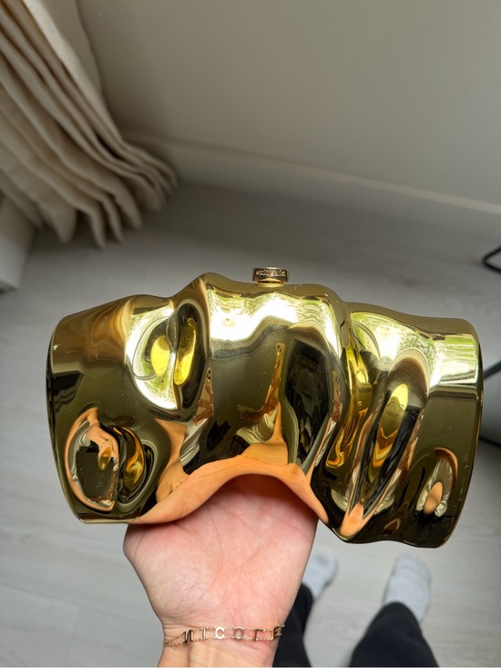 cult gaia Handbags - Cult Gaia Gold Sculptural Clutch - Shiny Metallic Statement Bag